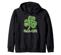 Green Gamer Shamrock Videogiochi Patricks Day Gioco di Gioco Felpa con Cappuccio