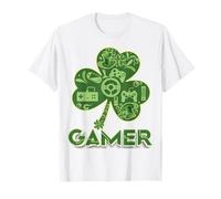Green Gamer Shamrock Videogiochi Patricks Day Gioco di Gioco Maglietta