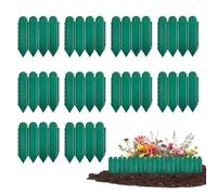 Green Garden Edging Border 10 Pack - Landscape Panels | Yard Fence | Interlocking Decorative Lawn Edge Barrier, Easy Install Flower Bed Bordering & Path Enclosure Kit for Patio Walkway Yard