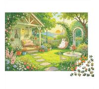 Green Garden Puzzle 1000 Pezzi Recyclable Whimsical Cottage Senior Puzzles Gioco Educativo Decompressione Ideal for Family And Friends Birthdays 52x38cm/1000pcs