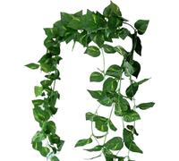 Green Garland 4 pezzi da 98 pollici epipremnum artificiale e realistico Aureum ghirlanda a bassa manutenzione di seta di seta viti per port, finestra, mensola, scala