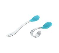 Green germogli Learning Spoon Set | Alimentazione Genitore Mentre il Bambino Impara | Include Cucchiaio autoalimentato per il bambino per imparare e nutrire cucchiaio per adulti, pala punta cucchiaio, punta in silicone, lavabile in lavastoviglie