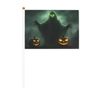 Green Ghost Horror Halloween Pumpkin 6pack & 10 Pack Handheld Flag, Banner on Stick, Piccole bandiere per sfilate, feste, bar, compleanni