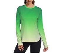 Green Gradient Modern Art - Camicia da sole da donna, UPF50+, ad asciugatura rapida, a maniche lunghe, protezione contro i raggi UV, per escursioni all'aperto, Arte Moderna Gradiente Verde, L