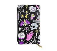 Green Grass Field Soccer Playground The Ball, portafoglio da donna in pelle, grazioso pochette da donna, minimalista, impermeabile, con porta carte di credito, Magic Witch Witchcraft Bohemian Disegno,