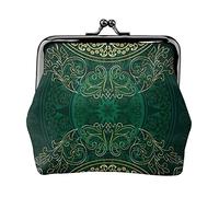Green Grass Field Soccer Playground The Ball portamonete, portamonete in pelle per donne e uomini, piccolo portamonete personale, grazioso portamonete con lucchetto a bacio, Mandala Style Floreale