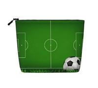 Green Grass Field Soccer Playground The Ball stampato a strato singolo borsa cosmetica materiale finto lino grande capacità portamonete viaggio e viaggio d'affari essenziale