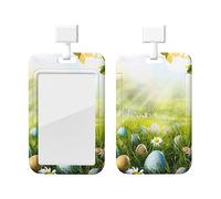 Green Grass Uova colorate Porta identificativo con cordino Protezione per carta d'identità in plastica Porta con finestra trasparente Porta identificativo per infermiereForniture p