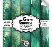 Green Grunge Scrapbook Paper: Double Sided Sheets | Distressed Pattern for Wrapping, Journalig, Origami, and Various DIY Craft Projects | 8.5" x 8.5" (21.59 x 21.59 cm)