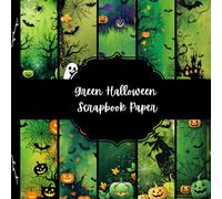 Green Halloween Scrapbook Paper, Creepy Junk Journal Paper, Spooky Decorative Paper, DIY Projects, Origami, Collage Sheets, Decoupage Paper, 10 Designs, Double Sided