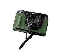 (Green) Handcrafted Genuine Leather Half Case for Fujifilm X100VI - Easy Battery Access & Tripod Compatible