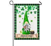 Green Hat Saint Patrick'S Gnome Irish Flag Durevole Bandiera Da Giardino Resistente Alle Intemperie Bandiere Verticale Per Prato Esterno Cortile 30X45Cm