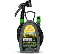 Green Haven - Avvolgitubo da giardino, 10 m, leggero, compatto, con pistola a spruzzo a 7 modelli, avvolgitubo per piccoli giardini, balconi e pulizia esterna (rinforzato)