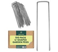 Green Haven Picchetti da Giardino 100pz - Picchetti a U Zincati per Telo Pacciamatura, Erba e Prato Sintetico, Chiodi Ancoraggio per Teli Orto, Irrigazione a Goccia, Campeggio e Tende