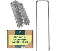 Green Haven Picchetti da Giardino 100pz - Picchetti a U Zincati per Telo Pacciamatura, Erba e Prato Sintetico, Chiodi Ancoraggio per Teli Orto, Irrigazione a Goccia, Campeggio e Tende