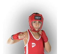 GREEN HILL Casco da Boxe Bambino Pugilato Boxing Head Guard CASCHETTO Kid Bimbo (Rosso, Modello Aperto)