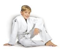 GREEN HILL JUDOGI Junior Beginner 350g/m2 Kimono Divisa Bianco Blu Judo GI JU Jitsu Unisex (180, Bianco)