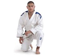 GREEN HILL JUDOGI Semi Competition Advanced 630g/m2 Judo GI Kimono Bianco Blu (150 Slimfit, Bianco Banda Blu)