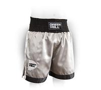 GREEN HILL Pantaloncini Pugilato Piper Boxe Pugile Professionista E DILETTANTE (Argento/Nero/Bianco, L)