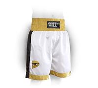 GREEN HILL Pantaloncini Pugilato Piper Boxe Pugile Professionista E DILETTANTE (Bianco/Oro/Nero, M)