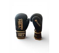 Green Hill PANTHER - Guantoni da Boxe per Allenamento e Sparring, Antishock, Chiusura Velcro, Protezione Polso, Similpelle Resistente, 10 oz / 12 oz, 14 oz / 16 oz (Nero-oro, 14 oz)