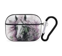 Green Horse Custodia per AirPod Pro, cover rigida antigraffio in policarbonato con portachiavi, accessorio per AirPod Pro 2°/1° custodia per donne e uomini, stile nero