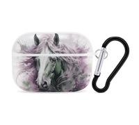Green Horse Custodia per AirPod Pro, cover rigida antigraffio in policarbonato con portachiavi, accessorio per AirPod Pro 2°/1° custodia per donne e uomini, stile bianco