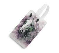 Green Horse - Etichette per bagagli con carta d'identità, resistenti etichette per borse da viaggio, impermeabili, per valigie, zaini e custodie da viaggio, stile bianco