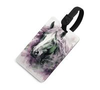 Green Horse - Etichette per bagagli con carta d'identità, resistenti etichette per borse da viaggio, impermeabili, per valigie, zaini e custodie da viaggio, stile nero