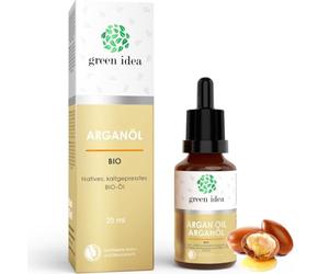 Green idea - Olio di Argan BIOLOGICO Vegan | Olio viso antirughe |spremuto a freddo per viso e capelli | Bottiglia di vetro | NaTrue 25 ml