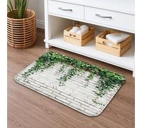 Green Ivy Tappetino da bagno ad asciugatura rapida, tappetino da bagno vintage con foglie di mattoni assorbente, antiscivolo, in memory foam, lavabile, per bagno, WC, decorativo, 40,6 x 61 cm