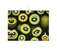 Green kiwi - Tappetino da cucina assorbente, 45,7 x 61 cm, in fibra ad alta densità, assorbe rapidamente l'acqua