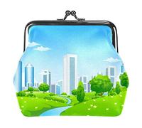 Green Landscape Tree River City Portamonete Portafogli Vintage Pouch Borse per regalo
