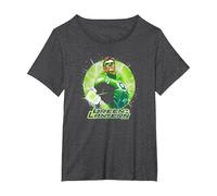 Green Lantern Green Static Maglietta, Donna Plus-Size, Grigio Scuro, 5X