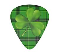 Green Leaf Clover Plaid Tartan Plettri per Chitarra Include Calibro Sottile Medio e Pesante Regalo Unico per Chitarra per Basso Elettrico Chitarre Acustiche Ukulele (12 Pezzi)
