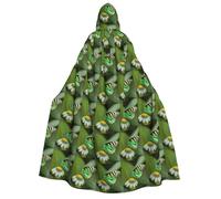 Green Leaf Colorful Butterfly Print Unisex adulto con cappuccio comodo mantello Cosplay Halloween Natale Carnevale