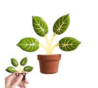 Green Leaf Magnet Pack, Mini Plant Fridge Accessories Kit, 1,97 pollici Secure Grip with Decorative Planter Form, Durable Acrylic Magnetic Build, Nature Inspired Home Style for Whiteboard Office Use