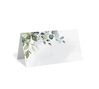 Green Leaf Watercolor Wedding Or Party Place Cards, Table Seating, Score-Engraved, Easy Folding, Pack Of 50/80/100, 4 X 3.5 Inch Per Feste(80pcs)