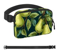 Green Leaves and Yellow Pears-833 Marsupio da uomo e da donna, marsupio con tracolla regolabile, alla moda, borsa a tracolla ovunque, per viaggi all'aperto, corsa, escursionismo, multicolore,