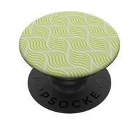 Green Lime Lemon Yellow Parallel Wavy Curve Pattern PopSockets PopGrip Adesivo