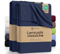 GREEN MARK Lenzuola piatte classiche - Set di 2 lenzuola piatte in 100% cotone, delicate sulla pelle, facili da curare e lavabili in lavatrice ad alte temperature - Blu Marina - 240x275 cm