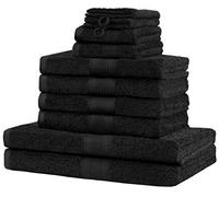 GREEN MARK Confezione da 10 asciugamani in spugna di varie misure, 4 asciugamani per le mani, 2 teli doccia, 2 asciugamani per ospiti, 2 guanti da bagno, di colore nero