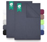 GREEN MARK Set di 2 lenzuola piane - 100% cotone, senza angoli elasticizzati, morbide e facili da lavare - Antracite - 140x200 cm