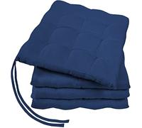 GREEN MARK Textilien Basic - Set di 4 cuscini per sedia per esterni o interni, 40 x 40 cm, colore: Blu navy