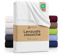 GREEN MARK Textilien lenzuolo piano 100% cotone - Lenzuolo classico senza elastico, morbido sulla pelle, facile da mantenere, lavabile ad alta temperatura - Bianco - 240 x 275 cm