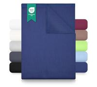GREEN MARK Textilien lenzuolo piano 100% cotone - Lenzuolo classico senza elastico, morbido sulla pelle, facile da mantenere, lavabile ad alta temperatura - Blu Navy - 180 x 275 cm