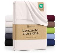 GREEN MARK Textilien lenzuolo piano 100% cotone - Lenzuolo classico senza elastico, morbido sulla pelle, facile da mantenere, lavabile ad alta temperatura - Naturale/Crema - 150 x 250 cm