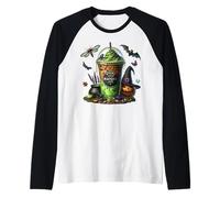 Green Matcha Latte Cup for Fall & Halloween Mom Witch Coffee Maglia con Maniche Raglan
