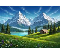Green Meadows 200 Piece Jigsaw Puzzles for Adults, Colourful, Challenging & Brainteasing Adult puzzles 200 Pieces Cabins, Fun jigsaws for The Whole Family 14x10 inch