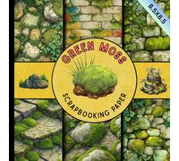 Green moss scrapbooking paper: mossy walls and rocks surface craft paper perfect for card making, junk journals, mixed media, collage and other fun DIY projects